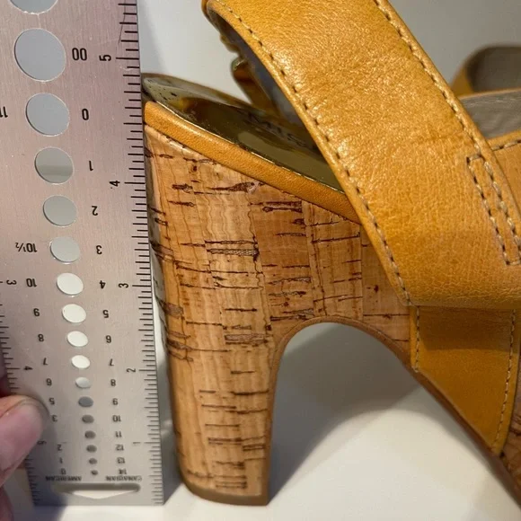MICHAEL Michael Kors | Goldenrod Leather and Cork Platform Sandals - Picture 12 of 13